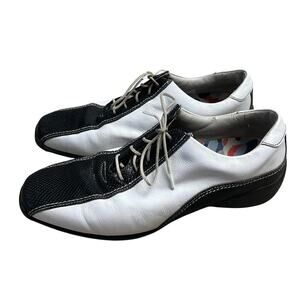 Footjoy LoPro Womens Size 9M Golf Shoes Black White Spikes Cleats 97223